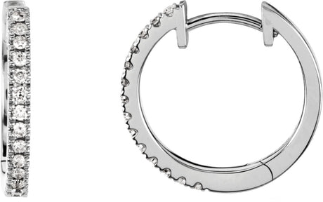 14K Gold Round Natural Diamond Accented Hoop Earrings V