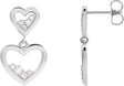 Platinum Round Natural Diamond Accented Heart Earrings II