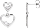 Platinum Round Natural Diamond Accented Heart Earrings II