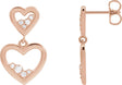 14K Gold Round Natural Diamond Accented Heart Earrings II - Rose Gold