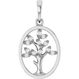 Platinum Round Natural Diamond Tree of Life Pendant