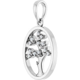 14K Gold Round Natural Diamond Tree of Life Pendant - White Gold - view 2