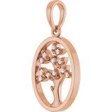 14K Gold Round Natural Diamond Tree of Life Pendant - Rose Gold - view 2