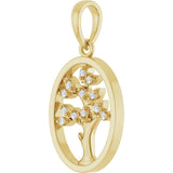 14K Gold Round Natural Diamond Tree of Life Pendant - Yellow Gold - view 2