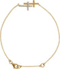 14K Gold Round Natural Diamond Sideways Cross Bracelet – 21x11mm - Yellow Gold