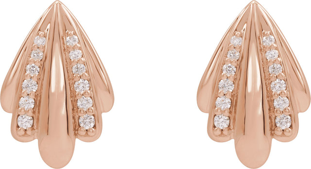 14K Gold Round Natural Diamond Accented Earrings IV - Rose Gold - view 2