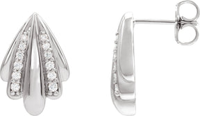 Platinum Round Natural Diamond Accented Earrings III