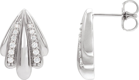 Platinum Round Natural Diamond Accented Earrings III