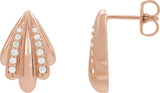 14K Gold Round Natural Diamond Accented Earrings IV - Rose Gold