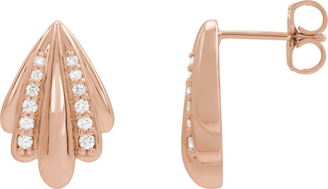 14K Gold Round Natural Diamond Accented Earrings IV - Rose Gold