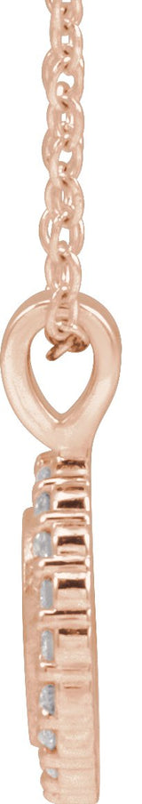 14K Gold Round Natural Diamond Engravable Accented Necklace or Pendant – 1/8 CTW - Rose Gold - view 2