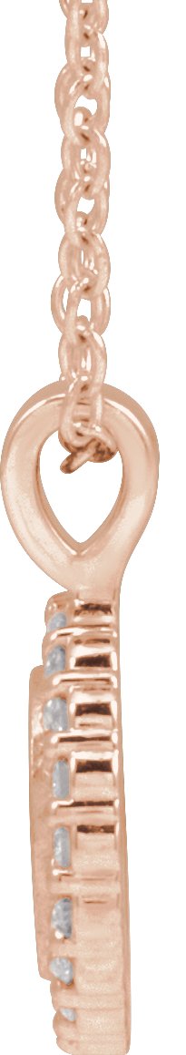 14K Gold Round Natural Diamond Engravable Accented Necklace or Pendant – 1/8 CTW - Rose Gold - view 2