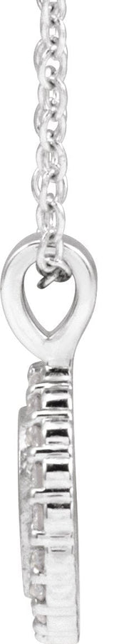 14K Gold Round Natural Diamond Engravable Accented Necklace or Pendant – 1/8 CTW - White Gold - view 2