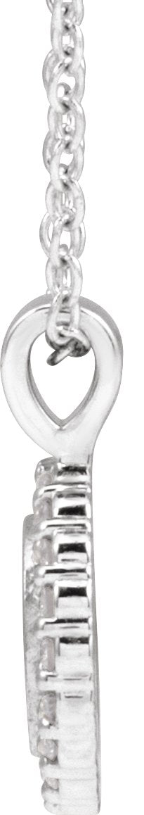14K Gold Round Natural Diamond Engravable Accented Necklace or Pendant – 1/8 CTW - White Gold - view 2