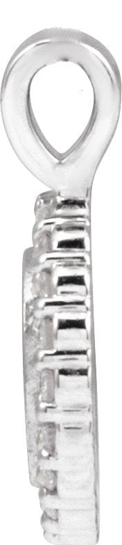 Platinum Round Natural Diamond Engravable Accented Necklace or Pendant - view 2