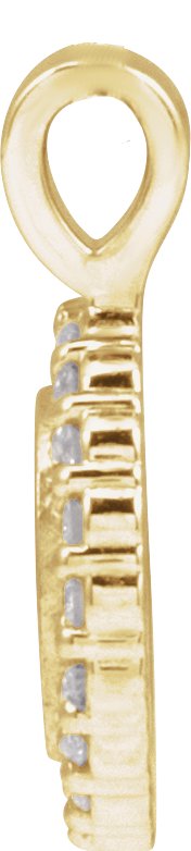 14K Gold Round Natural Diamond Engravable Accented Necklace or Pendant – 1/8 CTW - Yellow Gold - view 2
