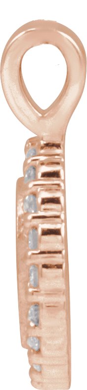 14K Gold Round Natural Diamond Engravable Accented Necklace or Pendant – 1/8 CTW - Rose Gold - view 2