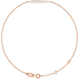 14K Gold Natural Diamond Graduated Link Bracelet - Rose Gold
