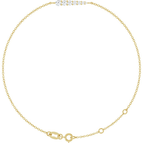 14K Gold Natural Diamond Graduated Link Bracelet - Yellow Gold