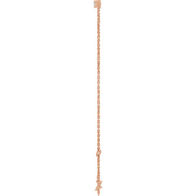 14K Gold Natural Diamond Graduated Link Bracelet - Rose Gold - view 3