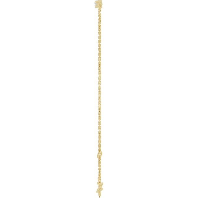 14K Gold Natural Diamond Graduated Link Bracelet - Yellow Gold - view 3
