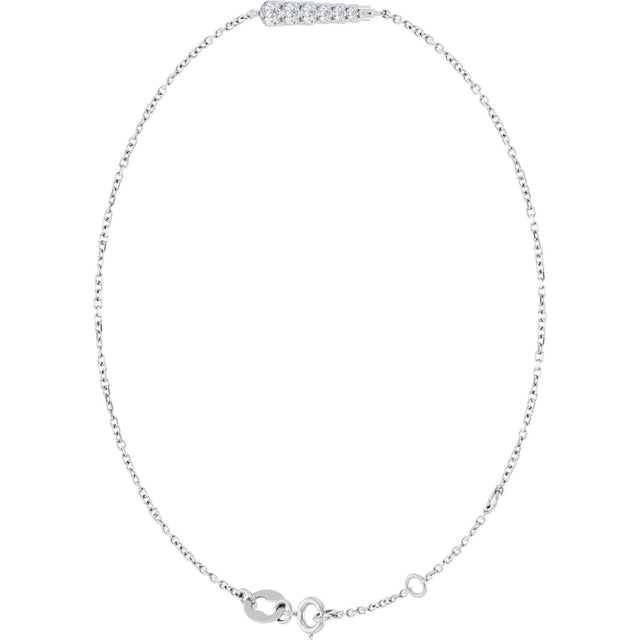 14K Gold Natural Diamond Graduated Link Bracelet - White Gold - view 2