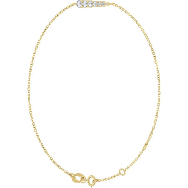 14K Gold Natural Diamond Graduated Link Bracelet - Yellow Gold - view 2