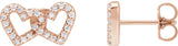 14K Gold Round Natural Diamond Interlocking Heart Stud Earrings - Rose Gold