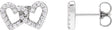 Platinum Round Natural Diamond Interlocking Heart Stud Earrings