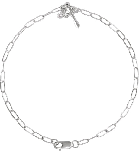 14K Gold Round Natural Diamond Cross Charm Bracelet - White Gold