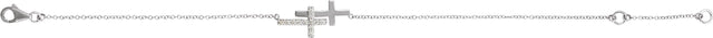 14K Gold Round Natural Diamond Sideways Cross Bracelet – 21x11mm - White Gold - view 2