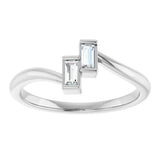 14K Gold Straight Baguette Natural Diamond Two-Stone Ring – 3.5x1.75mm - White Gold - view 3