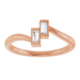 14K Gold Straight Baguette Natural Diamond Two-Stone Ring – 3.5x1.75mm - Rose Gold - view 3