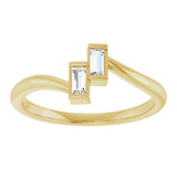 14K Gold Straight Baguette Natural Diamond Two-Stone Ring – 3.5x1.75mm - Yellow Gold - view 3
