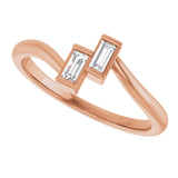 14K Gold Straight Baguette Natural Diamond Two-Stone Ring – 3.5x1.75mm - Rose Gold - view 5
