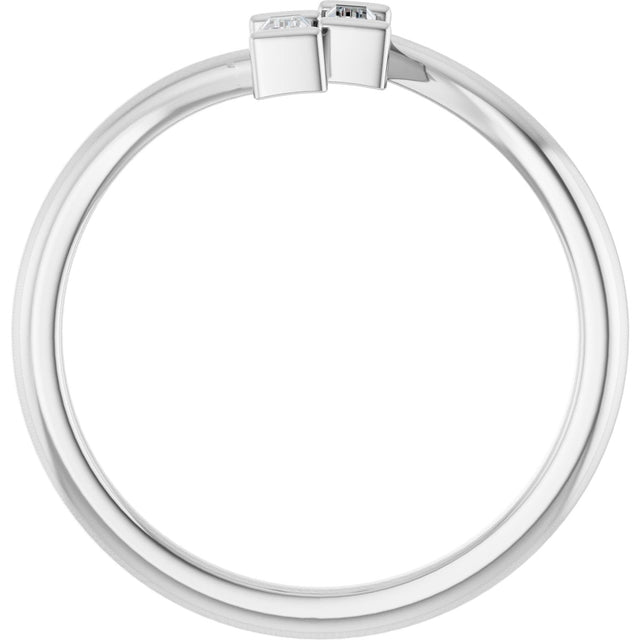 14K Gold Straight Baguette Natural Diamond Two-Stone Ring – 3.5x1.75mm - White Gold - view 2