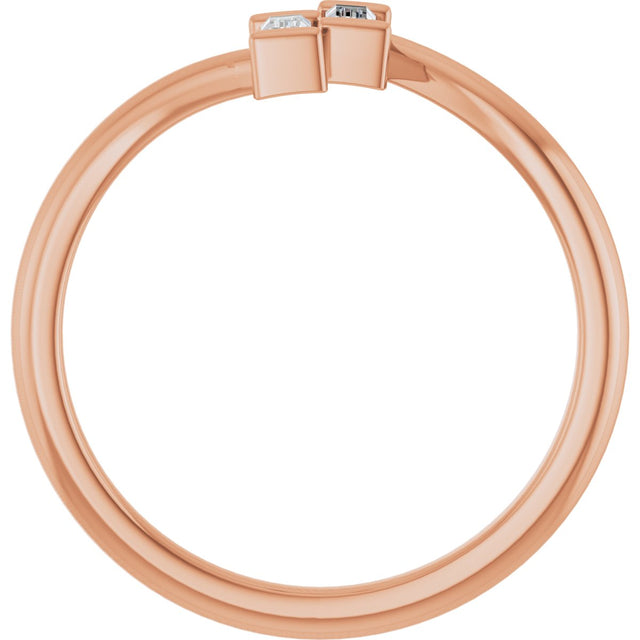 14K Gold Straight Baguette Natural Diamond Two-Stone Ring – 3.5x1.75mm - Rose Gold - view 2