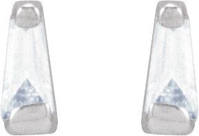 14K Gold Natural Diamond Tapered Baguette Channel-Set Stud Earrings - White Gold - view 2