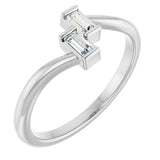 Platinum Straight Baguette Natural Diamond Two-Stone Ring – 3.5x1.75mm