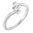 14K Gold Straight Baguette Natural Diamond Two-Stone Ring – 3.5x1.75mm - White Gold