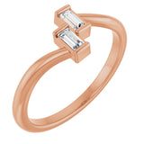 14K Gold Straight Baguette Natural Diamond Two-Stone Ring – 3.5x1.75mm - Rose Gold