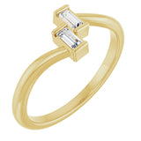 14K Gold Straight Baguette Natural Diamond Two-Stone Ring – 3.5x1.75mm - Yellow Gold
