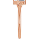 14K Gold Straight Baguette Natural Diamond Two-Stone Ring – 3.5x1.75mm - Rose Gold - view 4