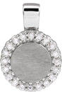 Platinum Round Natural Diamond Engravable Accented Necklace or Pendant