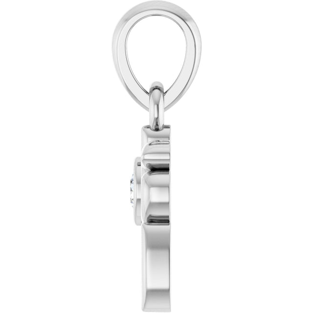 Platinum Round Natural Diamond Accented Dog Mom Necklace or Pendant - view 3
