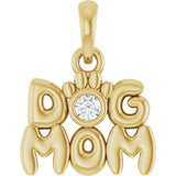 14K Gold Round Natural Diamond Accented Dog Mom Necklace or Pendant - Yellow Gold