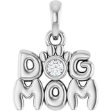 14K Gold Round Natural Diamond Accented Dog Mom Necklace or Pendant - White Gold