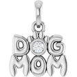 Platinum Round Natural Diamond Accented Dog Mom Necklace or Pendant