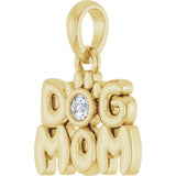14K Gold Round Natural Diamond Accented Dog Mom Necklace or Pendant - Yellow Gold - view 2