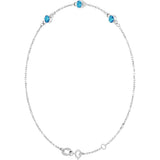 14K Gold Round Natural Blue Zircon Bezel-Set Link Bracelet – 25.9x1.7mm - White Gold - view 5
